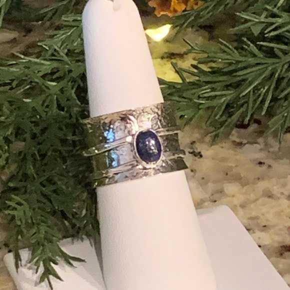 Sterling Silver Lapis Lazuli Spinner Ring - Picture 4 of 7